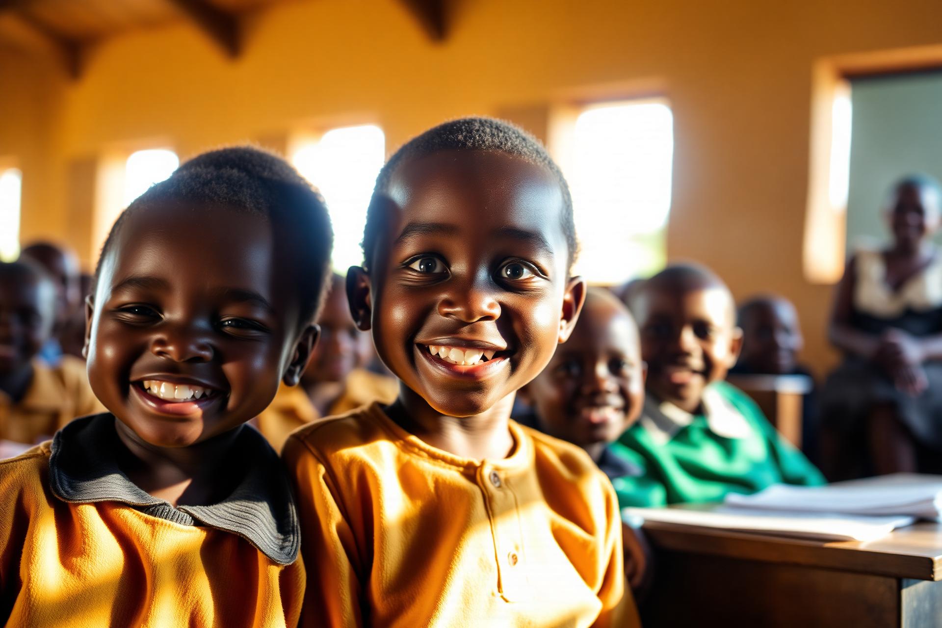 Children learning in a classroom in Kenya